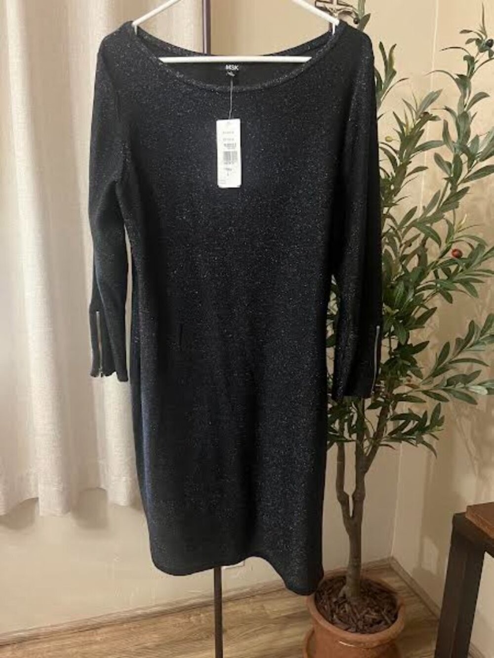 MSK Dress Black with Silver sparkly threading,